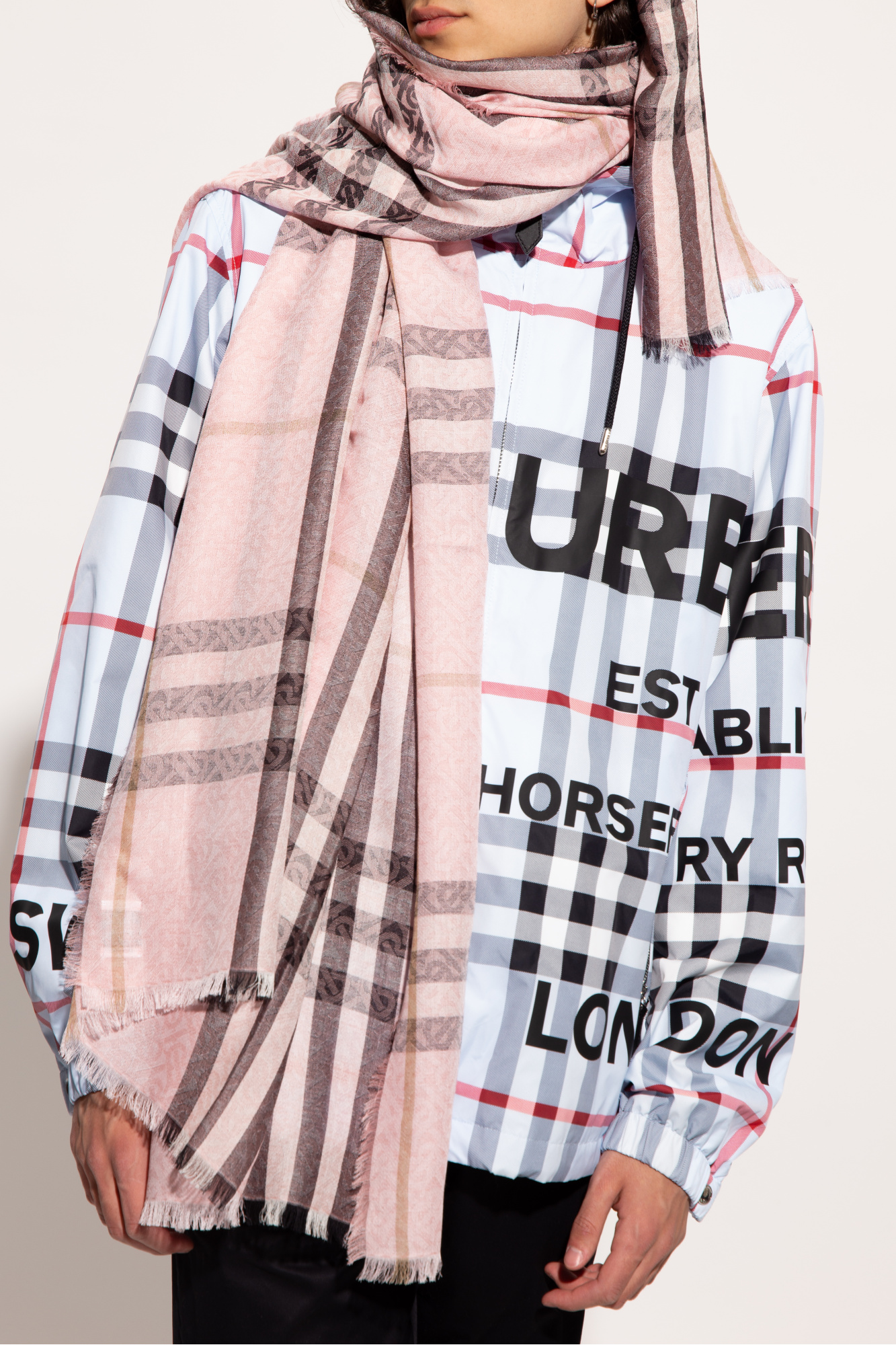 Pink plaid burberry on sale scarf